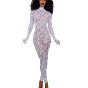 DREAMGIRL WHITE GLOVED BODYSTOCKING OS