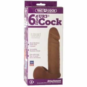 VAC U LOCK ULTRASKYN COCK BROWN 6IN