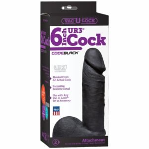 VAC U LOCK CODE BLACK 6IN ULTRASKYN COCK