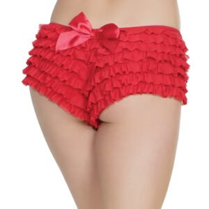 RUFFLE SHORTS W/BACK BOW RED O/S
