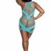 MESH & OPAQUE KNIT TUR X KNIT MINI DRESS TUR X