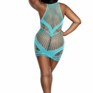 MESH & OPAQUE KNIT TUR X KNIT MINI DRESS TUR X
