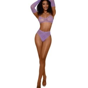 DREAMGIRL LACE SEAMLESS 3PC SET LILA