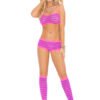 BOOTY SHORT CAMI & KNEE HIGH STOCKING PURPLE/PINK O/S