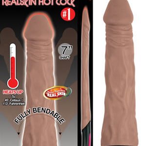 NATURAL REALSKIN HOT COCK #1 BROWN VIBRATING DILDO