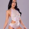 SHEER PASSION HALTER TEDDY WHITE L/XL