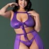 GLIMMER CROP TOP SKIRT TANGA METALLIC PURPLE 2XL
