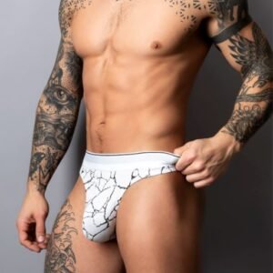 SOO CUMFY THONG BLACK/WHITE S/M