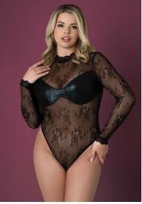 EURO LUX LONG SLEEVE PLAYSUIT BLK 2XL