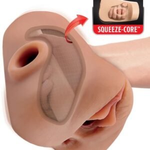 PDX PLUS DOUBLE POUNDER VIBRATING SQUEEZE STROKER BROWN