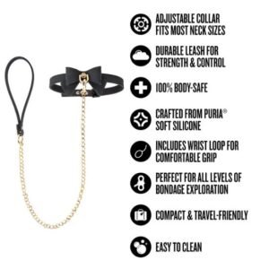 TEMPTASIA ARDOR COLLAR & LEASH BLACK W/ BOW