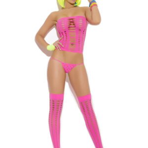 VIVACE G STRING & STOCKINGS NEON PINK O/S