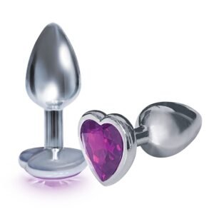 9'S SILVER STARTER HEART BEJEWELED STEEL PLUG VIOLET