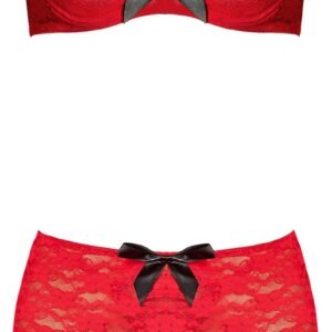 BRA GARTER SKIRT & G-STRING RED S/M (LUV LACE)