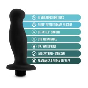 ANAL ADVENTURES PLATINUM SILICONE VIBRATING PROSTATE MASSAGER 02 BLACK