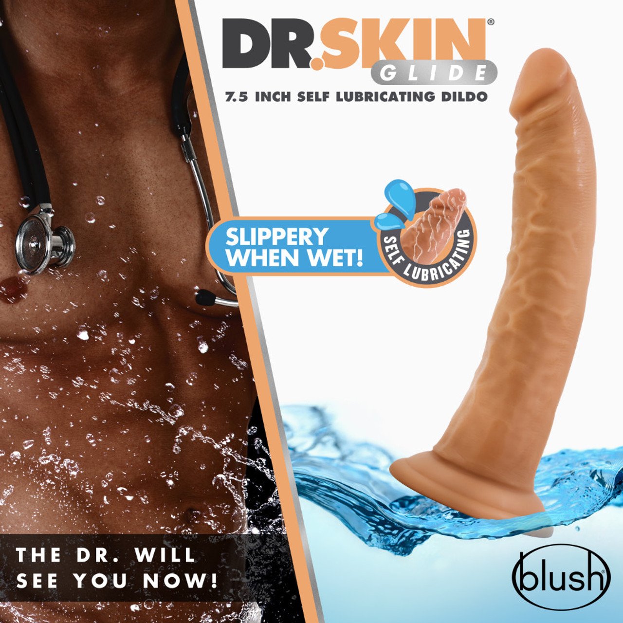 BN12827drskin7pt5inselflubricatingdildomochanew