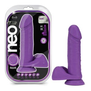 (WD)NEO ELITE 8IN DUAL DENSIT COCK W/ BALLS NEON PURPLE
