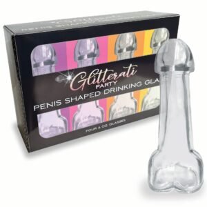 GLITTERATI PENIS 6OZ DRINKING GLASS PACK OF 4