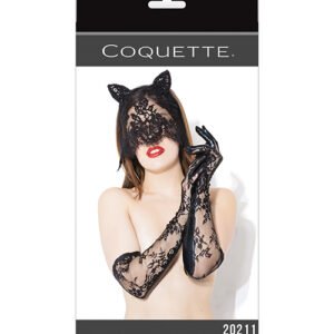 CAT MASK & GLOVE SET BLACK O/S