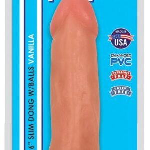 THINZ SLIM DONG 6IN W/ BALLS VANILLA