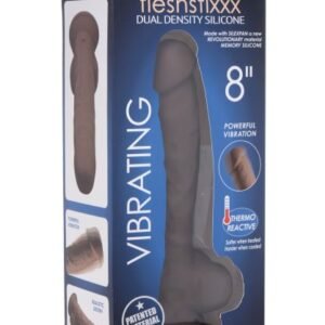 FLESHSTIXXX 8IN VIBRATING DILDO W/ BALLS DARK