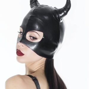 WETLOOK DEVIL MASK BLACK O/S