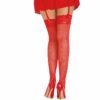 THIGH HIGH FISHNET W/ LACE TOP RED O/S