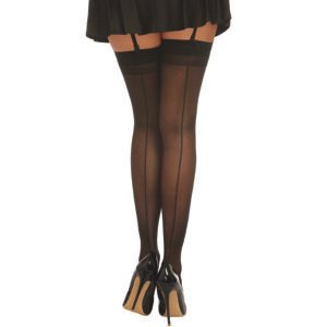 SHEER THIGH HIGH W/ BACK SEAM BLACK O/S