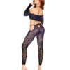 LEOPARD PRINT BRALETTER & PANTYHOSE SET O/S