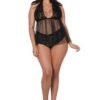 LACE & MESH HALTER BABYDOLL BLACK QUEEN