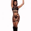 (D) BRA GARTER BELT & RESTRAI BLACK O/S