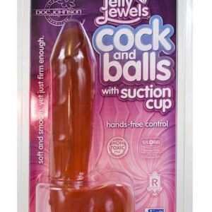 JELLY COCK & BALLS W/SUCTION CUP RED