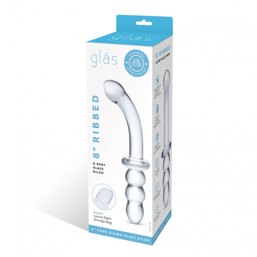 EGLAS-8inribbedgspotglassdildo