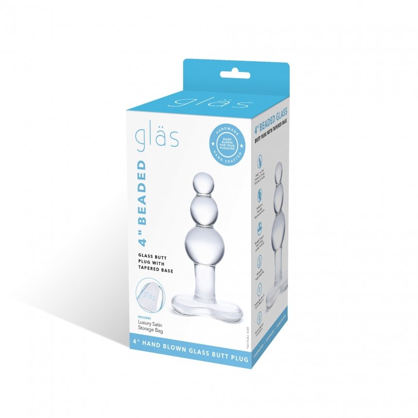 ELGLAS155-4inbeadedglassbuttplugtaperedbase
