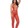 STRIPED BODYSTOCKING RED O/S