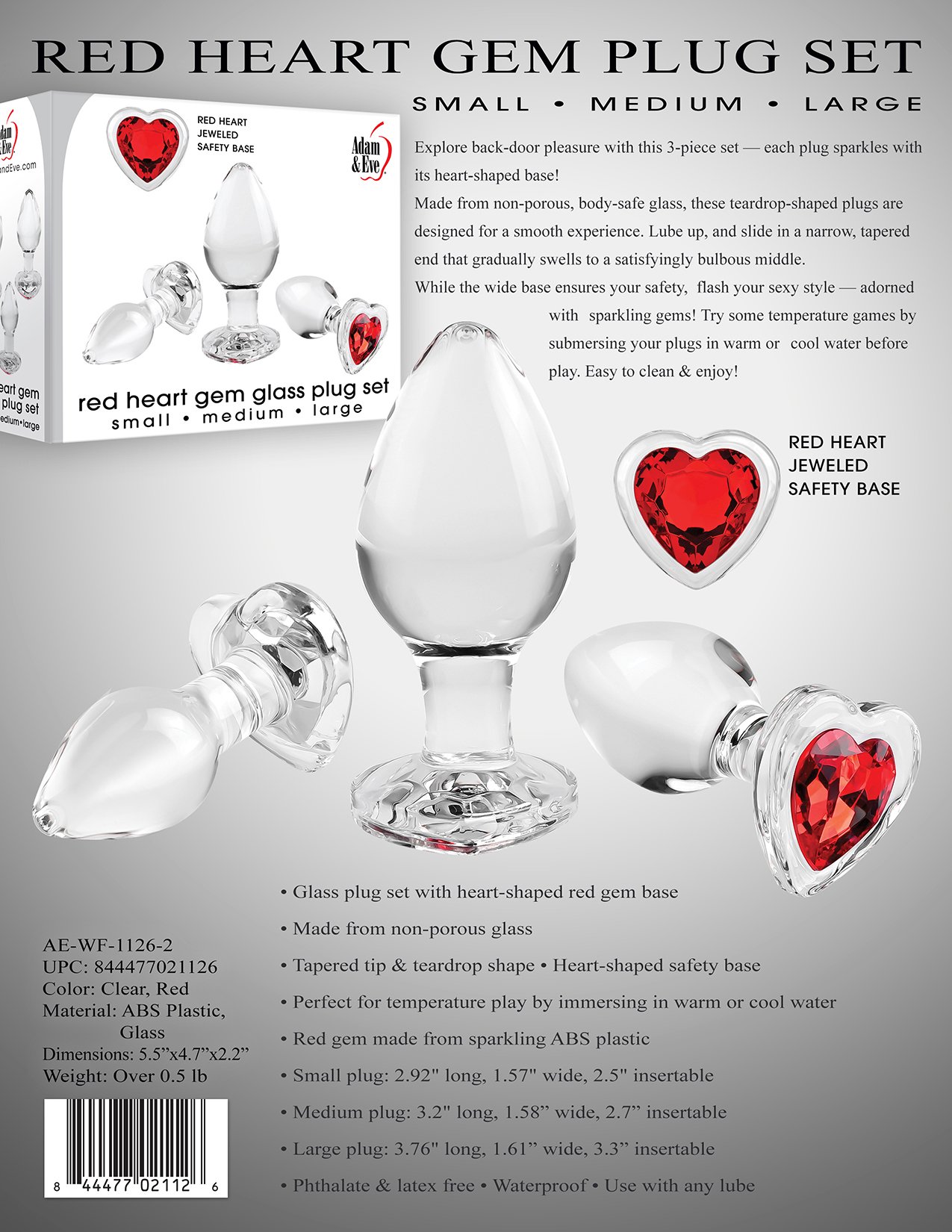 ENAEWF11262redheartgemglassplugsetpkg3