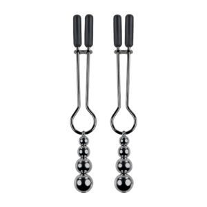 SELOPA BEADED NIPPLE CLAMPS BLACK CHROME