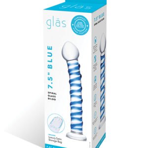 GLAS BLUE SPIRAL GLASS DILDO