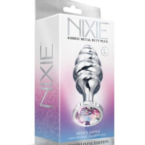 NIXIE HONEY DIPPER LARGE RIBBED STAINLESS STEEL PLUG