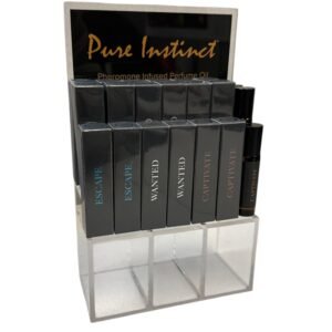 PURE INSTINCT PHEROMONE INFUSED PERFUME OIL MEN ACRYLIC CUBE DISPLAY W/TESTERS