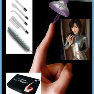 NEON WAND ELECTROSEX KIT WHITE HANDLE PURPLE ELECTRODE US PLUG