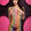 LAPDANCE FENCENET RAINBOW MINI DRESS O/S