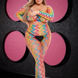 LAPDANCE RAINBOW CROP TOP & PANTS SET Q/S