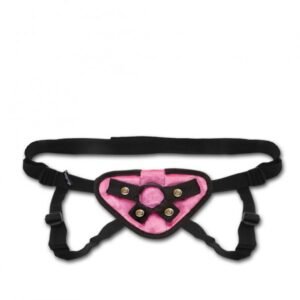 VELVET KNIT STRAP ON HARNESS PINK