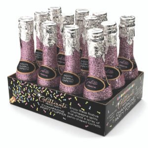 GLITTERATI CHAMPAGNE CONFETTI POPPERS 12PC DISPLAY