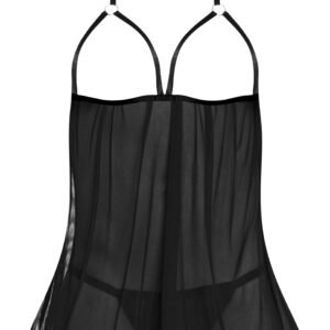SASSY CUPLESS BABYDOLL & PANTY SET BLACK S/M