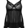 (WD)PASSION POINTE BABY DOLL & PANTY SET BLACK S/M