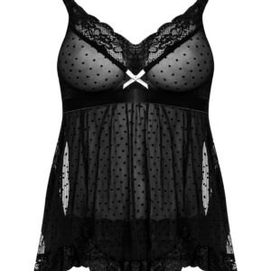 (WD)PASSION POINTE BABY DOLL & PANTY SET BLACK S/M