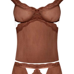(D)CARAMEL KISS CAMI & SPLIT CROTCH BOY SHORT CARAMEL 2XL