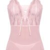 (WD)SEABREEZE LACE UP CHEMISE SET BLUSH S/M